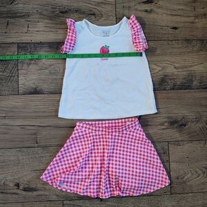 Place White Tee with Pink Gingham Trim
